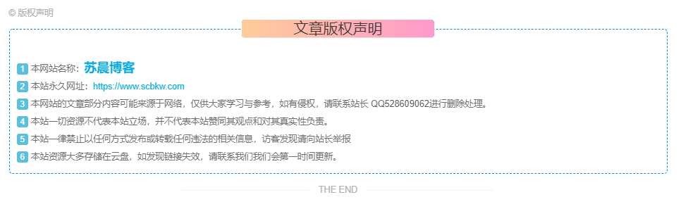 子比主题 – 五款文章版权声明样式美化插图3 子比主题 – 五款文章版权声明样式美化插图3