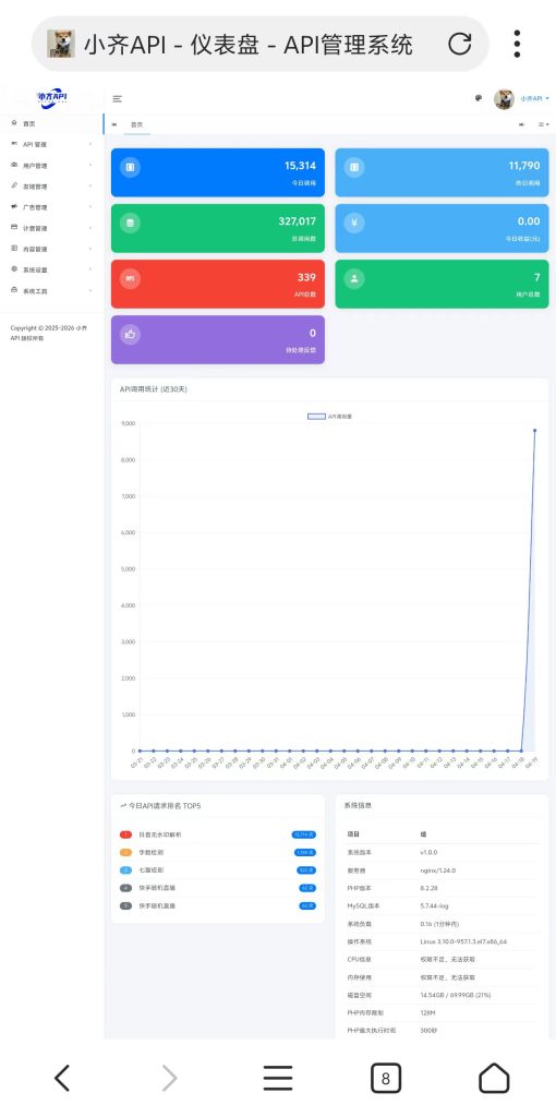 全新二开版半点API管理系统源码 API计费 全开源 亲测可用插图1
